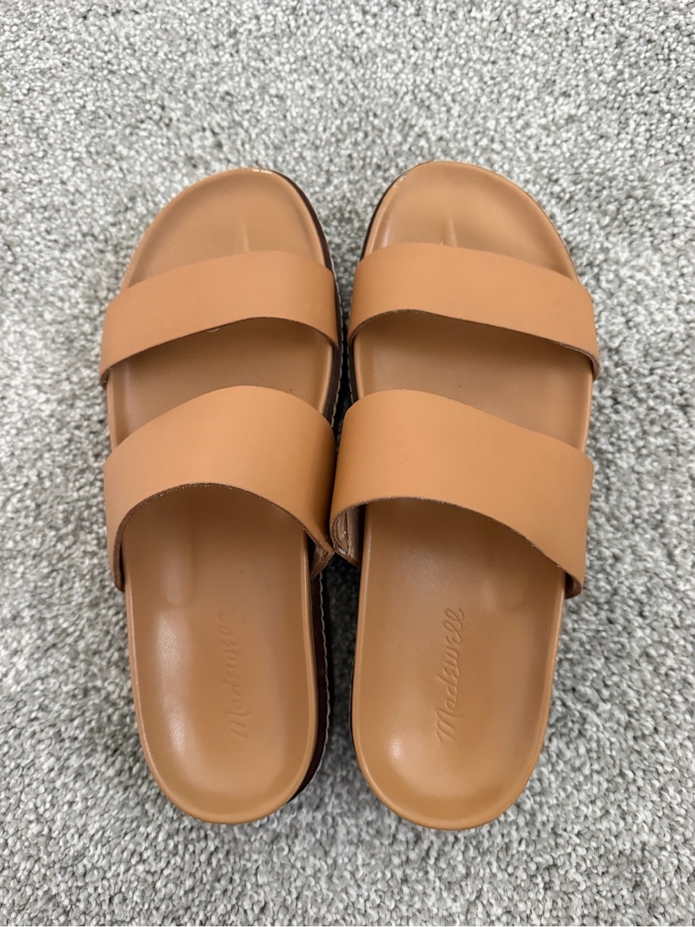 Women’s Tan Madewell Slide Sandals - Leather Strap Casual Slides
